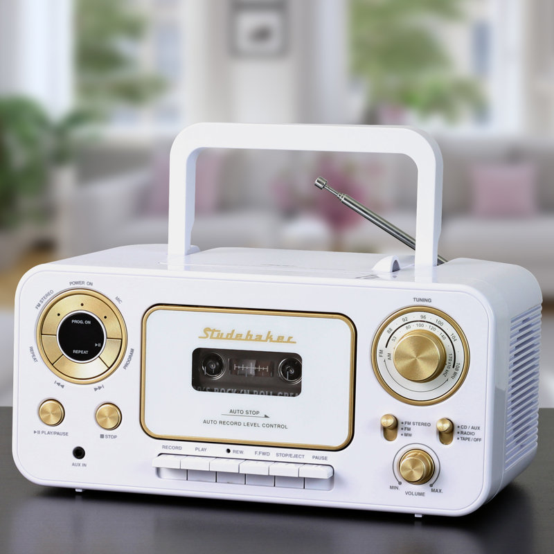 Studebaker Retro Portable CD Player with Radio and Cassette & Reviews Wayfair